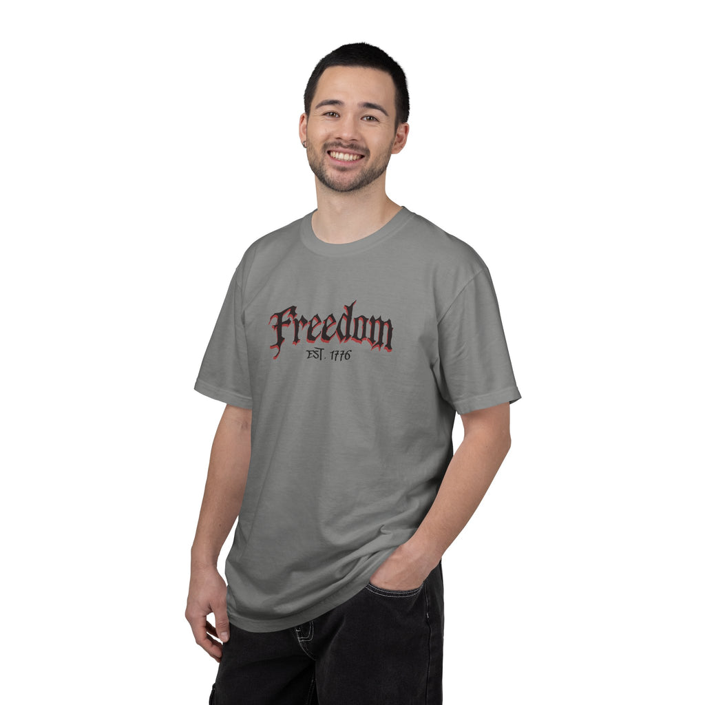 Freedom Skull Tee — Gothic Skull Wings with Distressed American Flag - Streetwear T-Shirt - Midnight Eye, LLC
