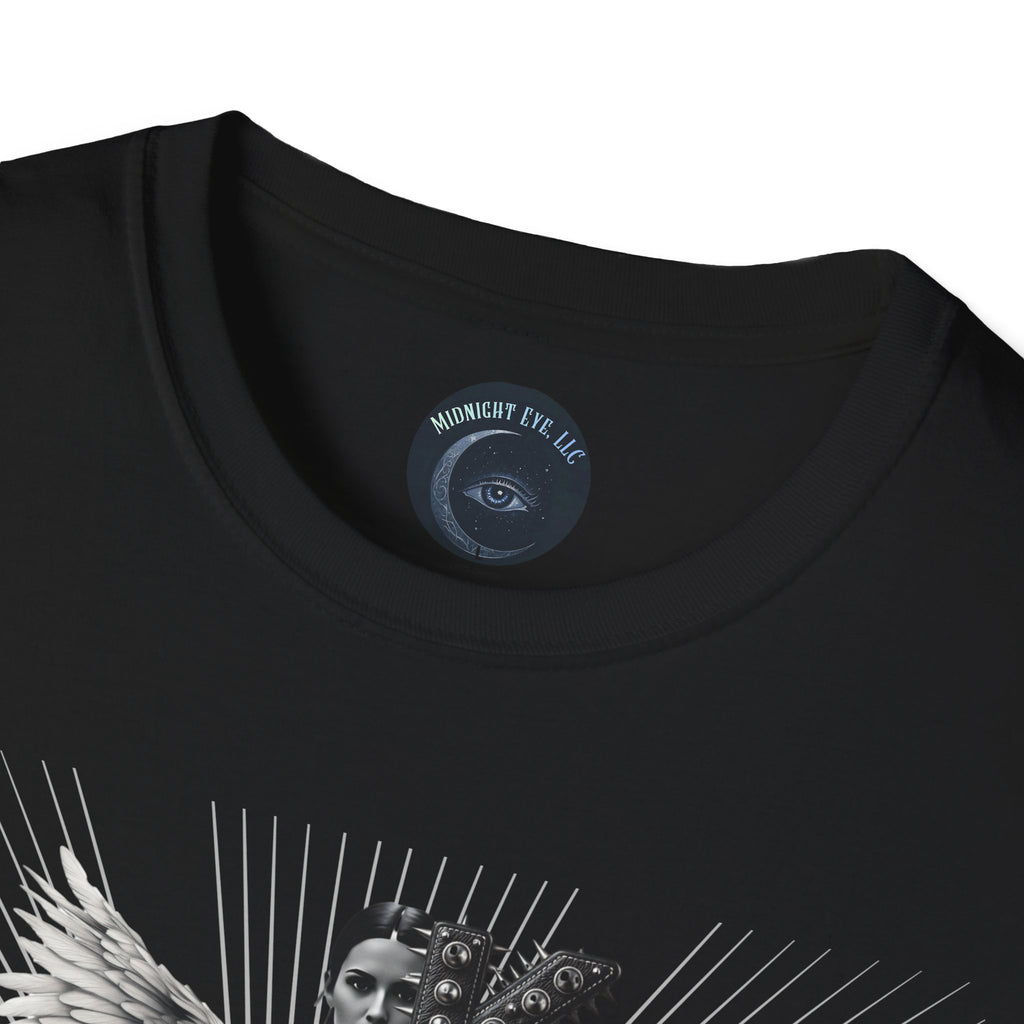 Goth Angel Graphic T-shirt - BDSM Tee - "kneel" Punk Font Tee - Vintage T-shirt - Midnight Eye, LLC