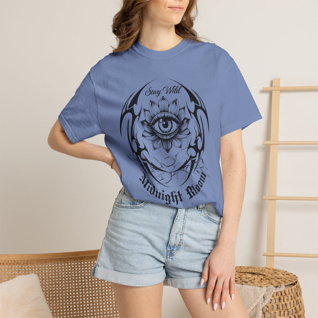 Lotus Eye Graphic T-Shirt — Cybergoth / Cyberpunk Floral Tee. Midnight Eye, LLC