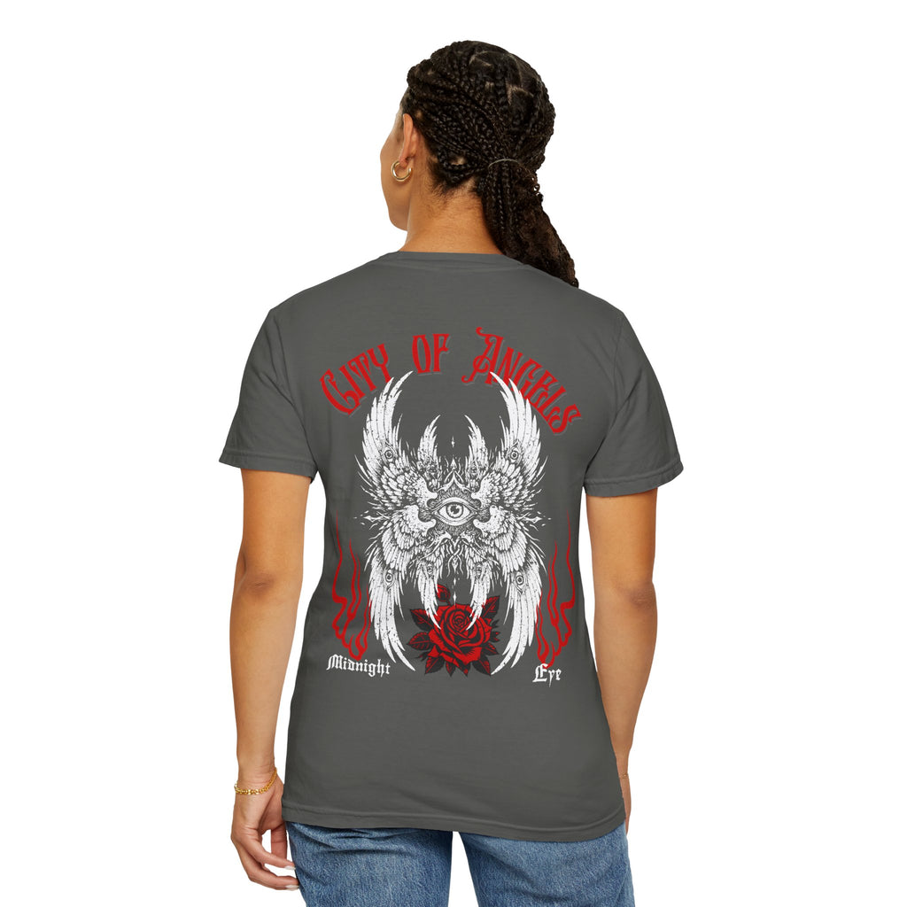 Winged-Eye Graphic Tee — Third Eye Rock Band Shirt - Streetwear Tee - Gothic Red Rose T-Shirt. Midnight Eye, LLC