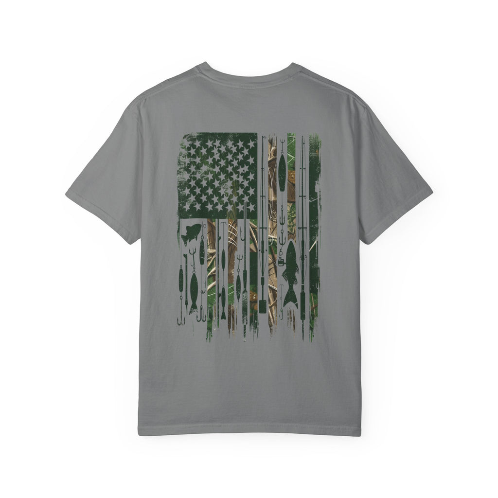 Fishing Flag T-Shirt — "Life is Better Fishing" Graphic Tee - Patriotic Tee - Father's Day T-Shirt - Midnight Eye, LLC