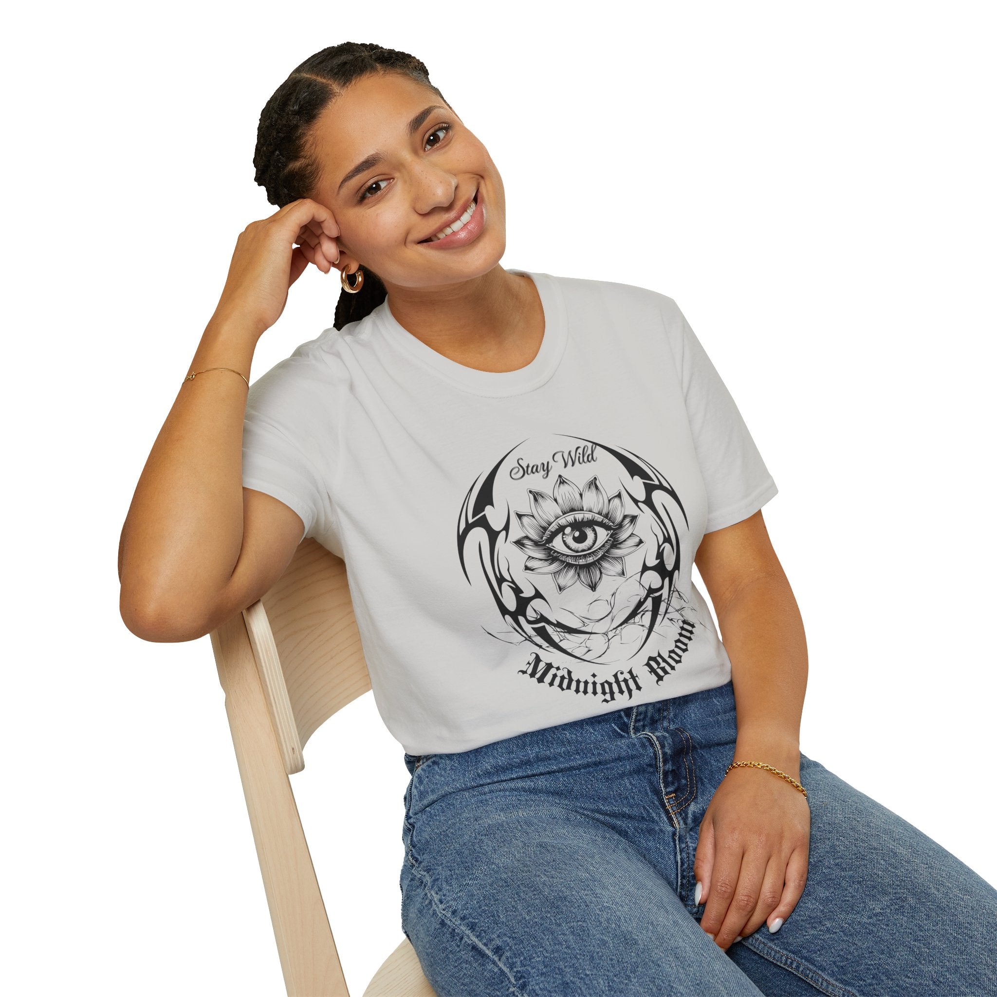 Midnight Eye Graphic T-Shirt — Mystical Lotus All - Seeing Eye Tee - Streetwear T-Shirt - Midnight Eye, LLC