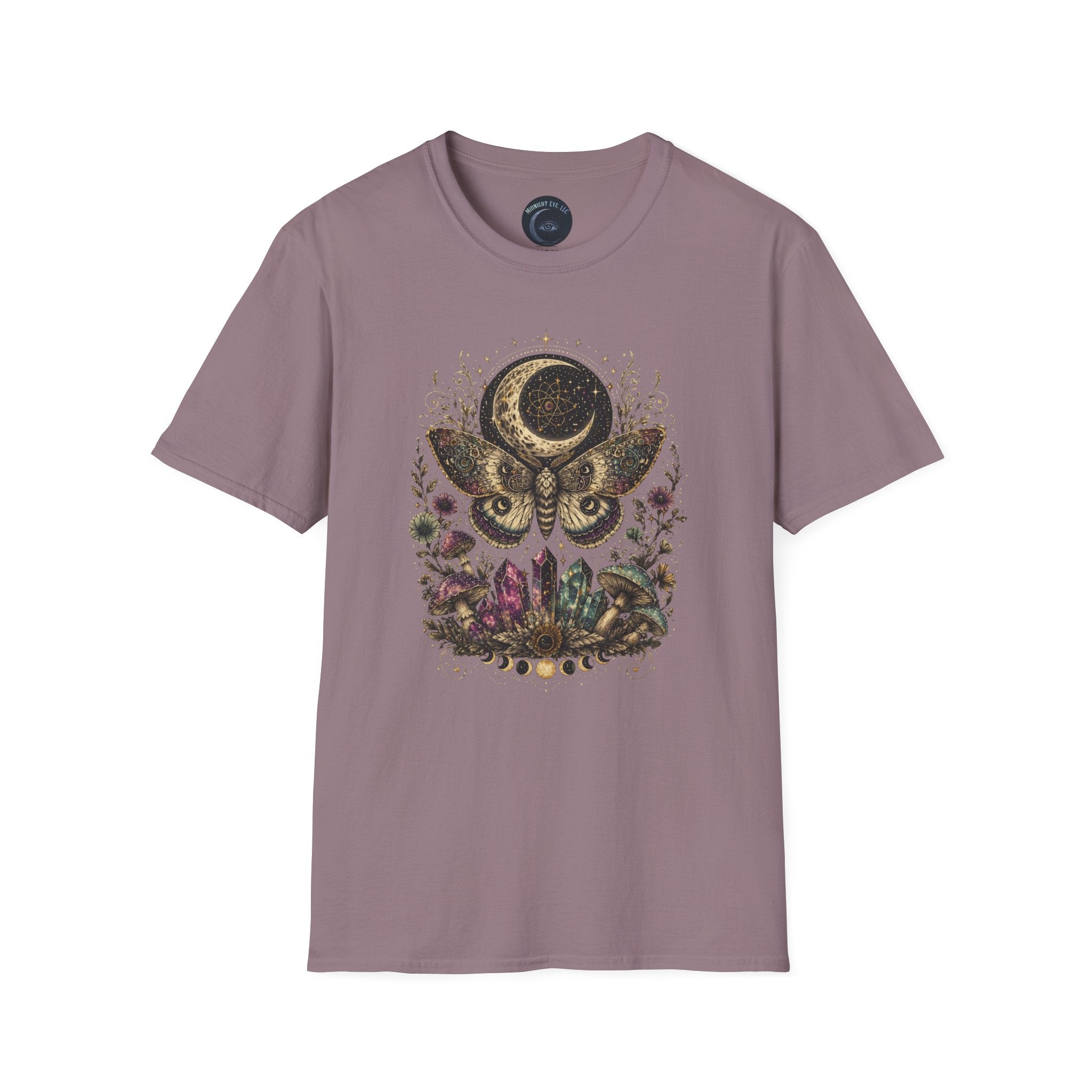 Mystic Moon Moth T-Shirt — Celestial Moth & Crescent Moon Graphic Tee - Midnight Eye, LLC
