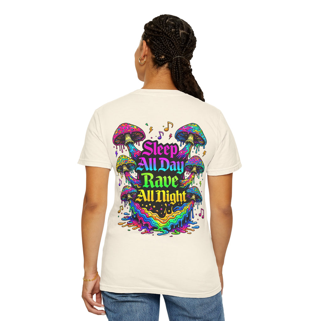 Personalized Rave Mushroom T-Shirt – Festival Tee. Enter Text and Year of Your Festival - Midnight Eye, LLC