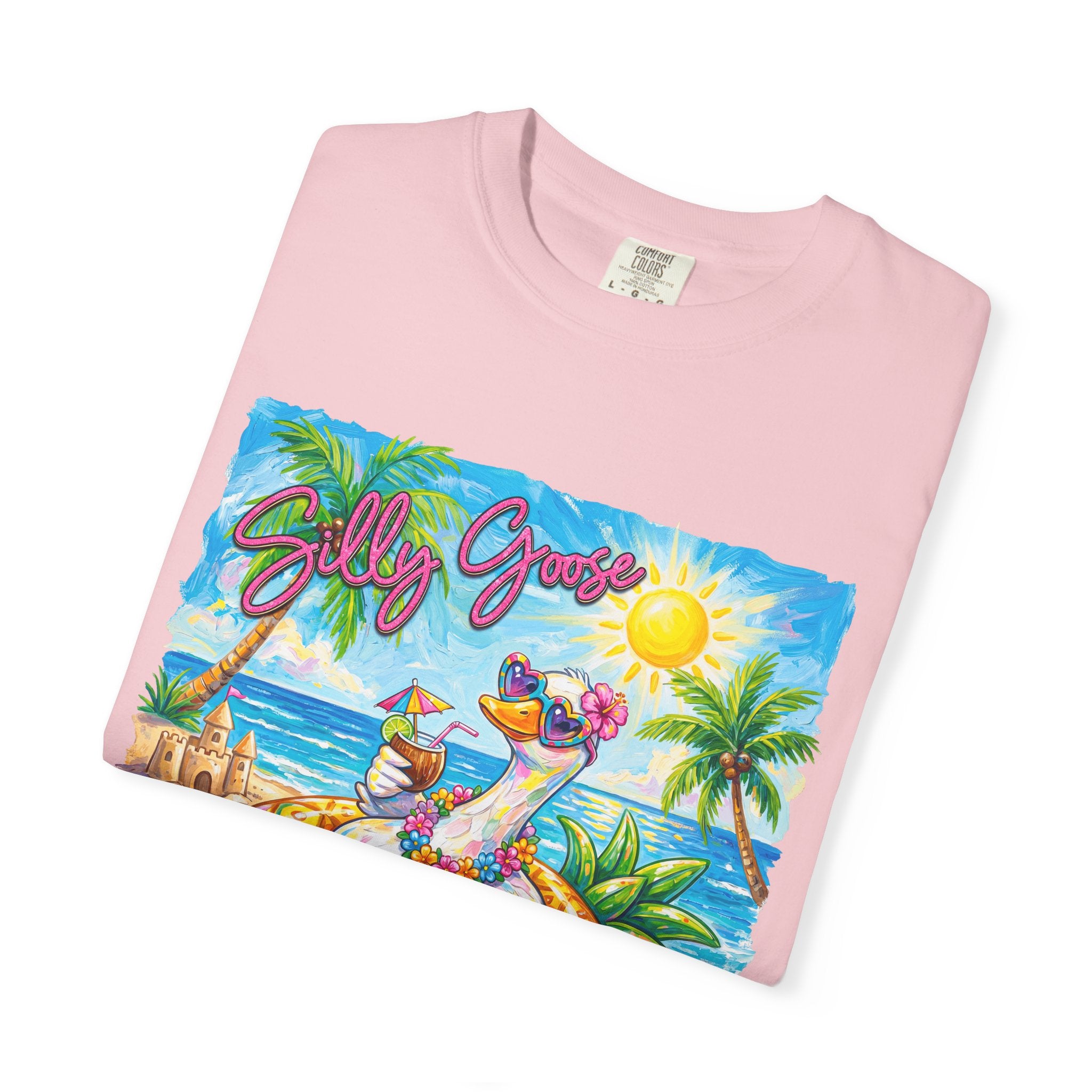 Silly Goose Summer T-Shirt - Colorful Summer Girl Tee - Beach Tee - Tropical T-Shirt, Midnight Eye, LLC