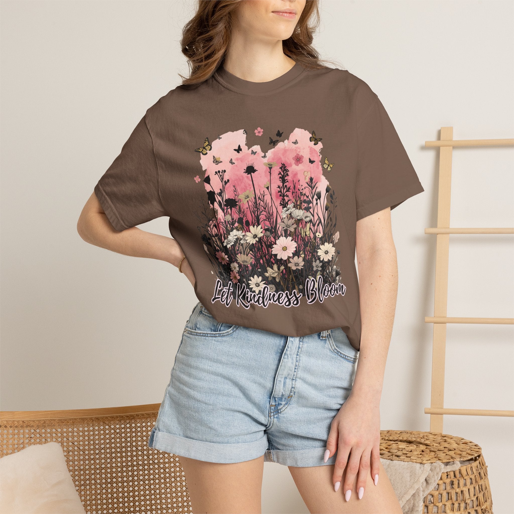 Let Kindness Bloom T-Shirt — Floral Garden Graphic Tee - Cute Motivational T-Shirt. Midnight Eye, LLC