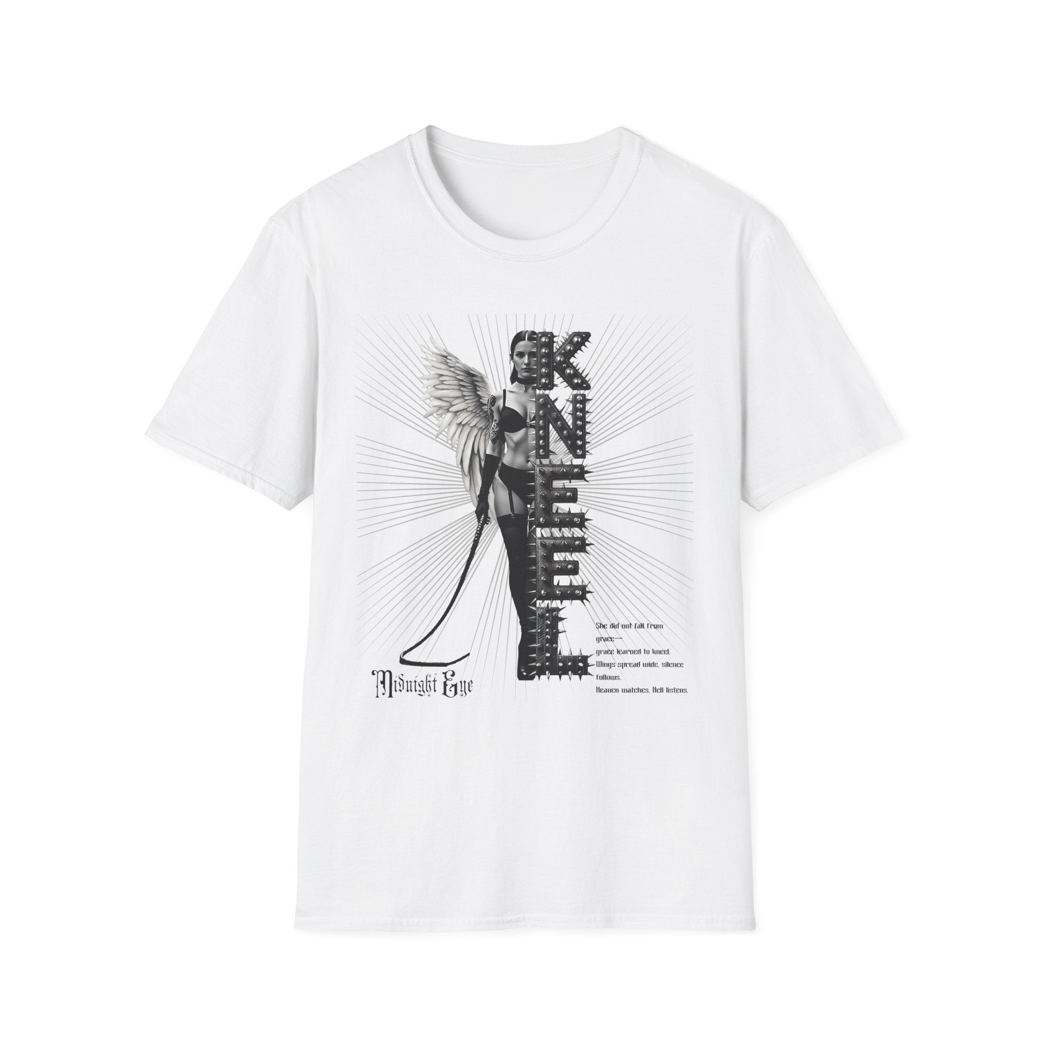 Angel Graphic T-Shirt — Gothic Angel Illustration & Script Quote - Vintage Tee - BDSM T-Shirt - Midnight Eye, LLC