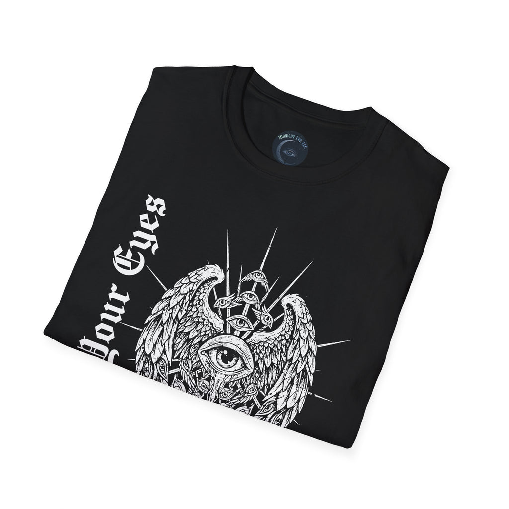 Wings and Eyes Graphic T-Shirt - Streetwear T-Shirt - Gothic Tee - Dark Aesthetic Tee - Mystical T-Shirt - Midnight Eye, LLC