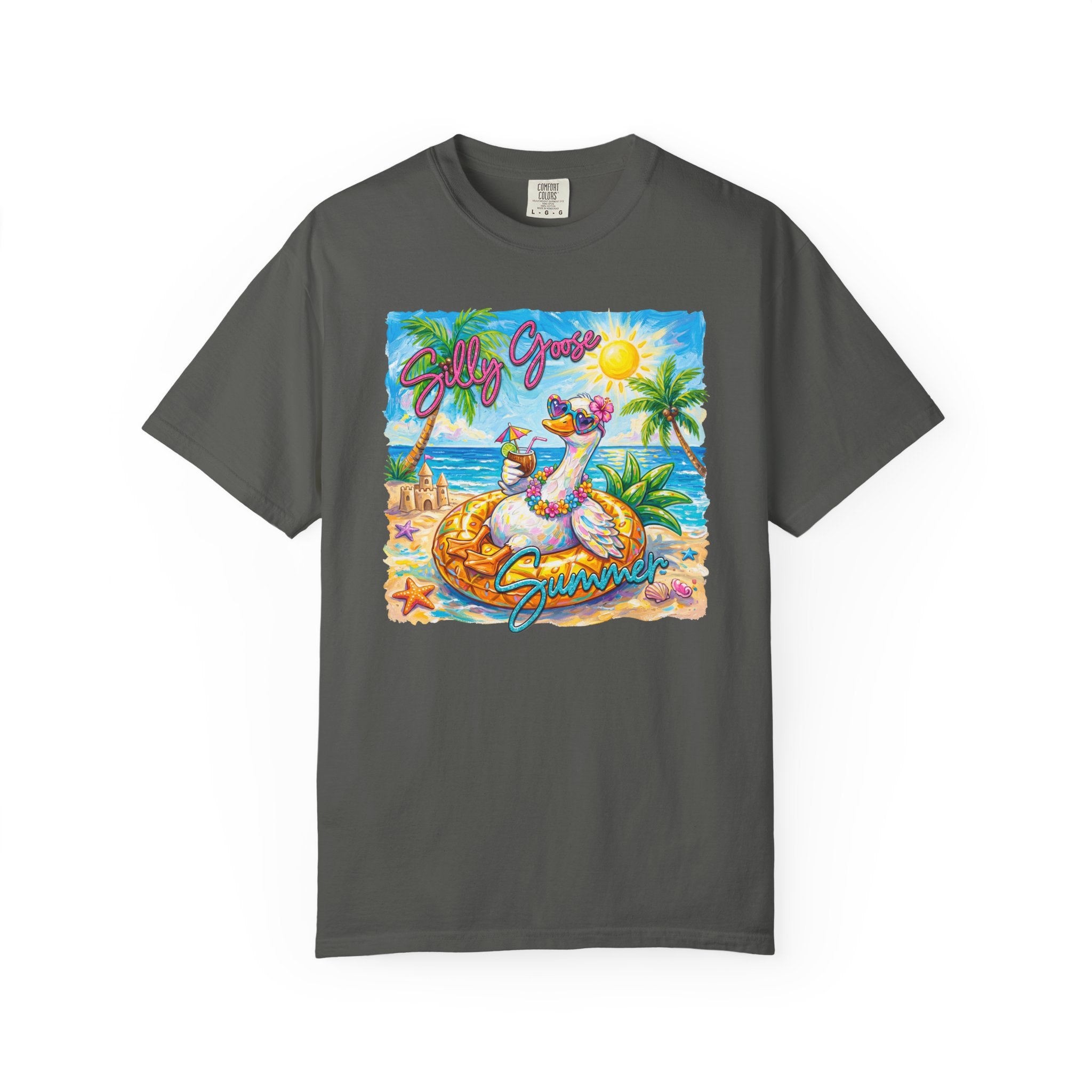 Silly Goose Summer T-Shirt - Colorful Summer Girl Tee - Beach Tee - Tropical T-Shirt - Midnight Eye, LLC