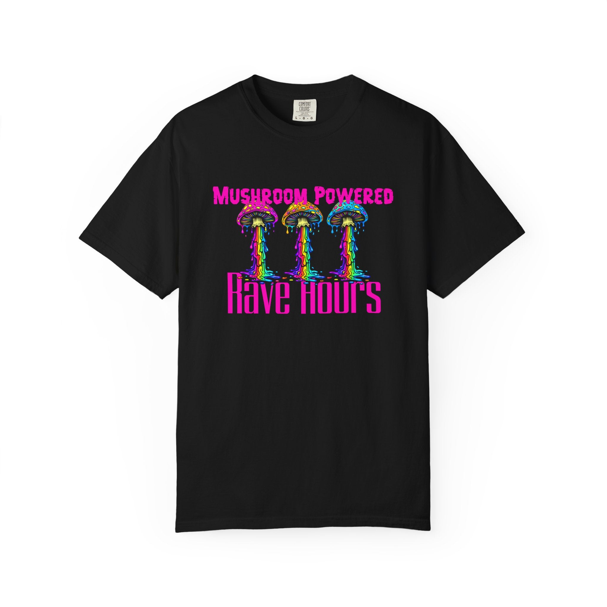 Rave Mushroom T-Shirt — “Mushroom Powered” Psychedelic Festival Tee - Midnight Eye, LLC