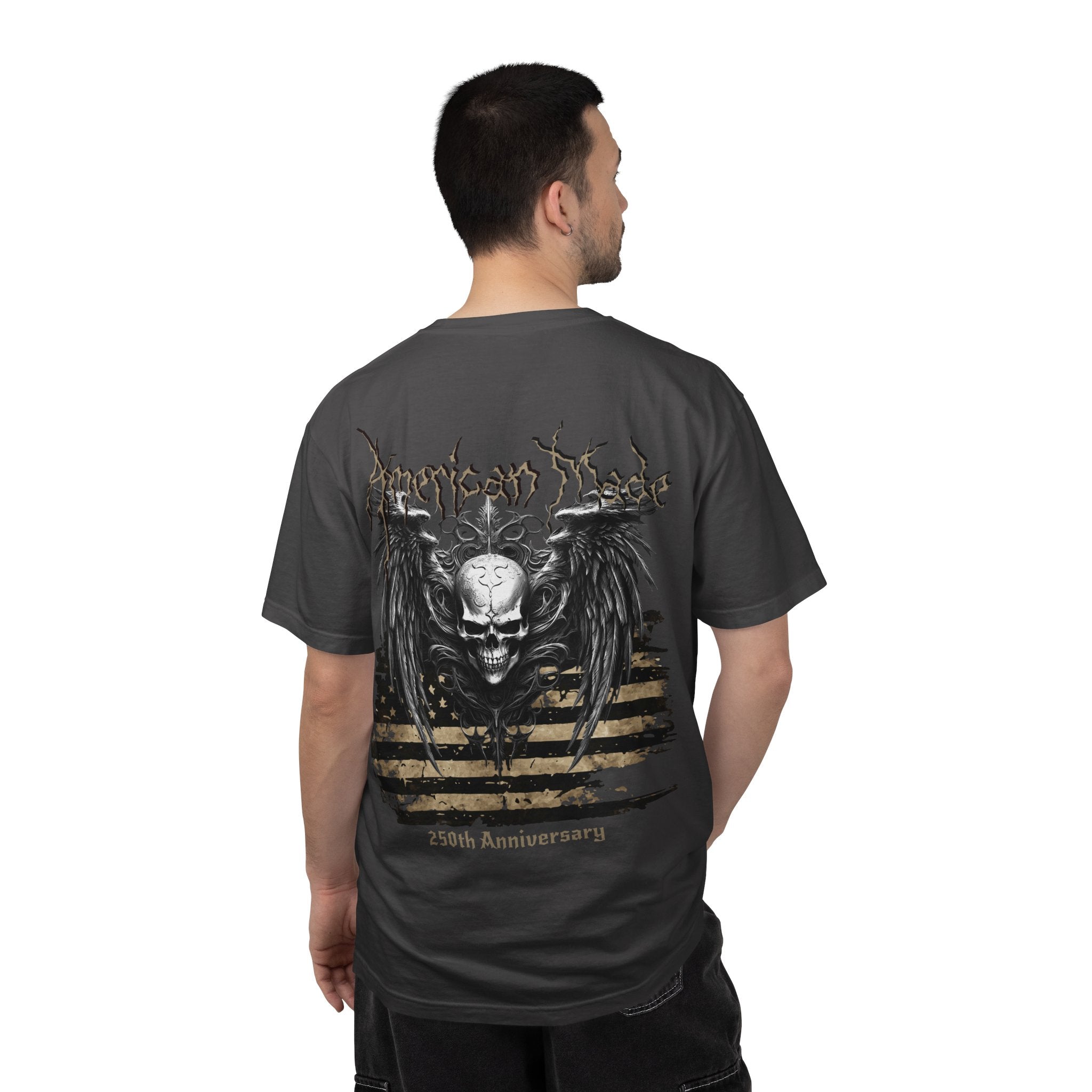 Skull Wings T-Shirt — 250th Anniversary Gothic American Flag Tee - Patriotic Tee - Midnight Eye, LLC