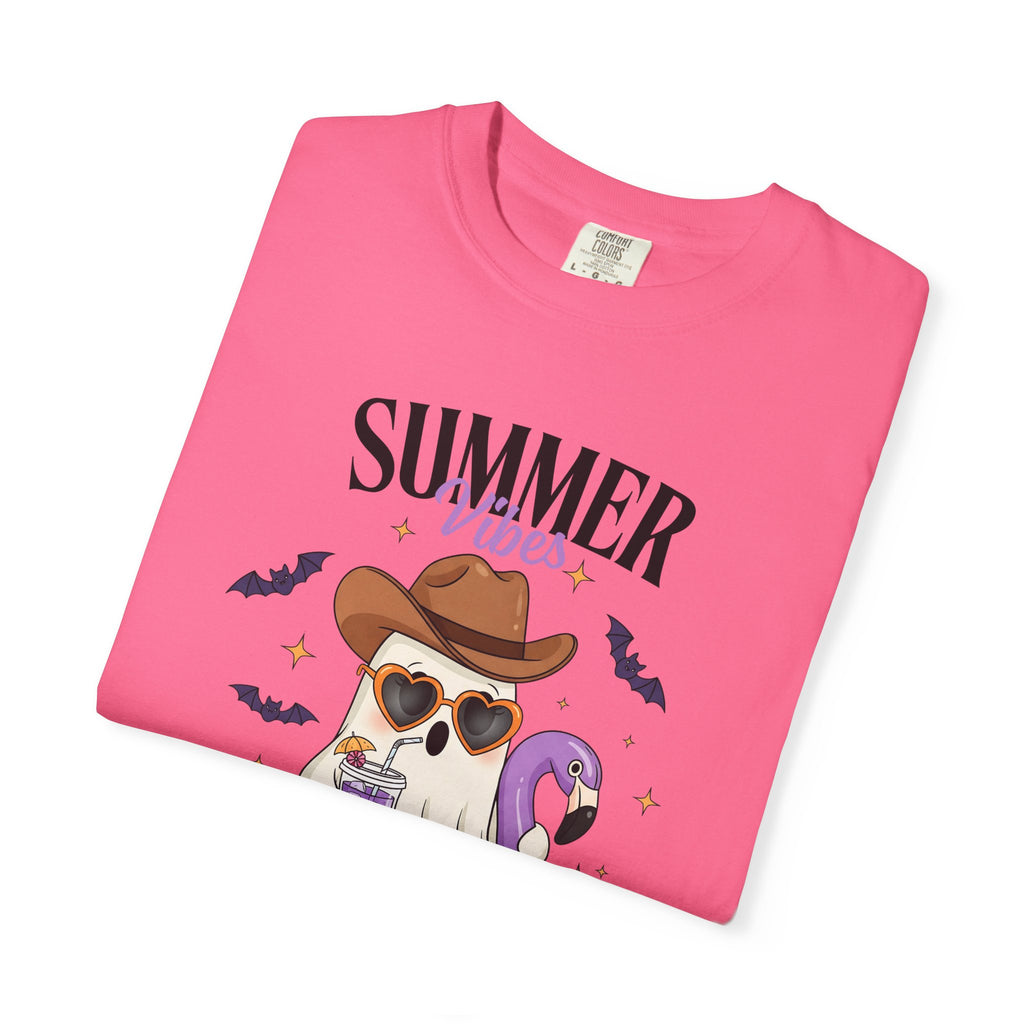 Spooky Summer Ghost T-Shirt — Cute Cowboy Hat & Sunglasses Funny Tee - Midnight Eye, LLC