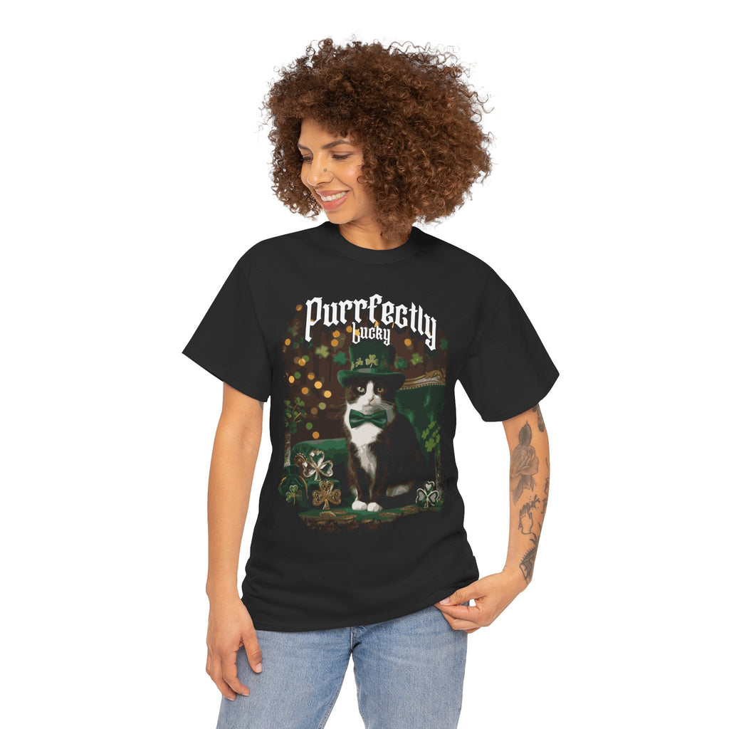Tuxedo Cat T-Shirt - Cute Cats St. Patricks Theme Tee - Cat Lovers Tee - Midnight Eye, LLC