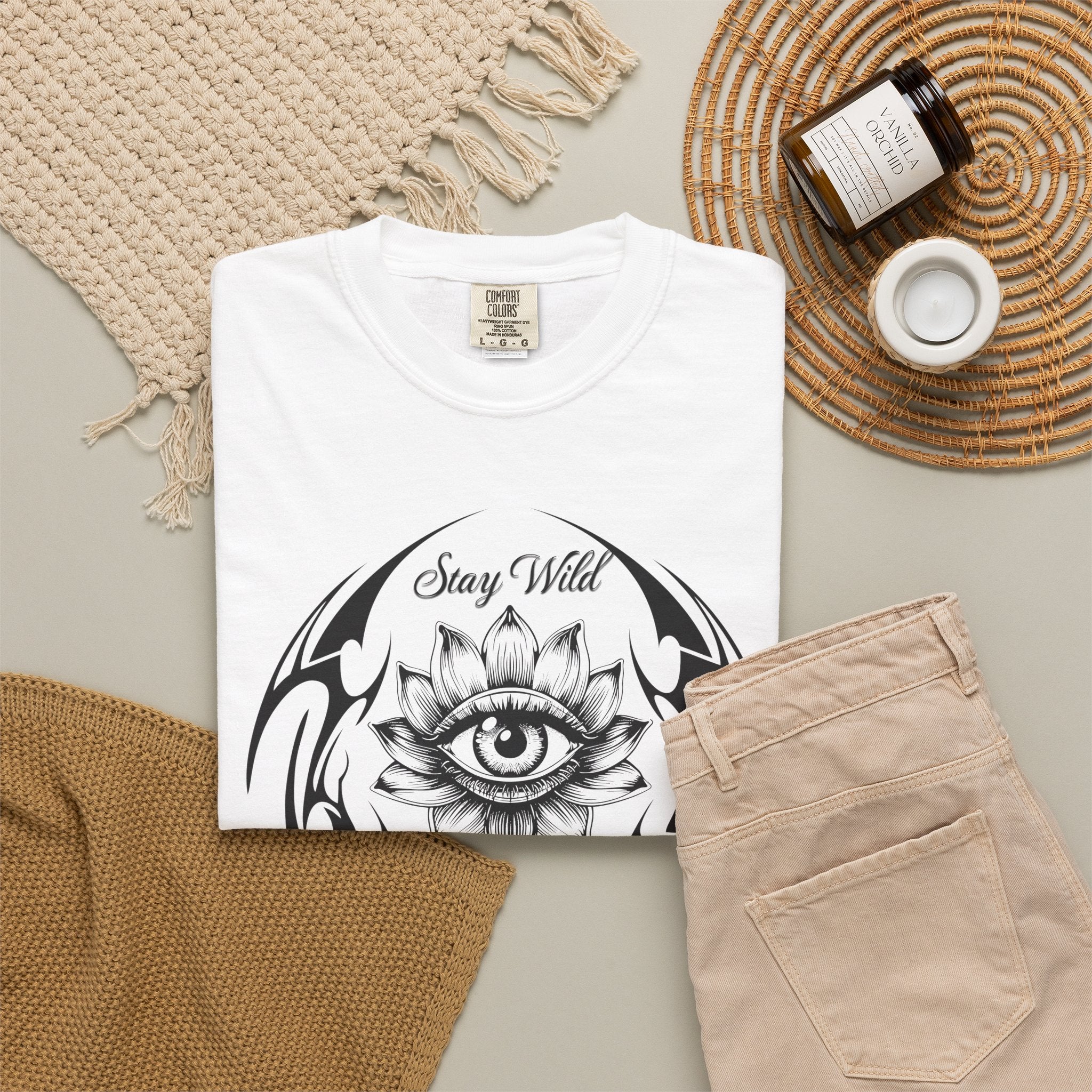 Lotus Eye Graphic T-Shirt — Cybergoth / Cyberpunk Floral Tee. Midnight Eye, LLC