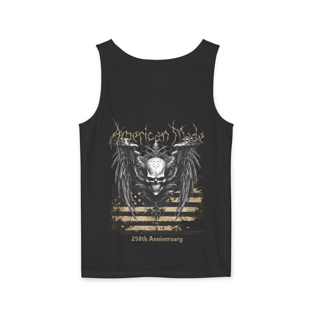 250th Anniversary Vintage USA Flag Skull Wings Tank Top - Gothic Tee