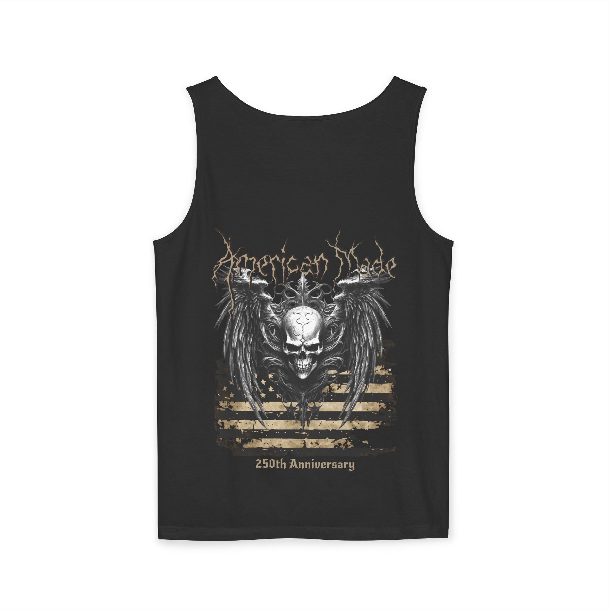 250th Anniversary Vintage USA Flag Skull Wings Tank Top - Gothic Tee