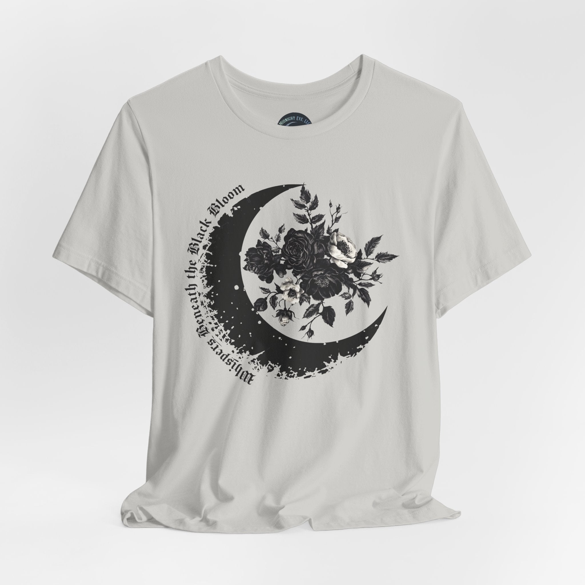 Moon Floral Tee — Crescent Moon Design - Gothic T-Shirt. Midnight Eye, LLC.