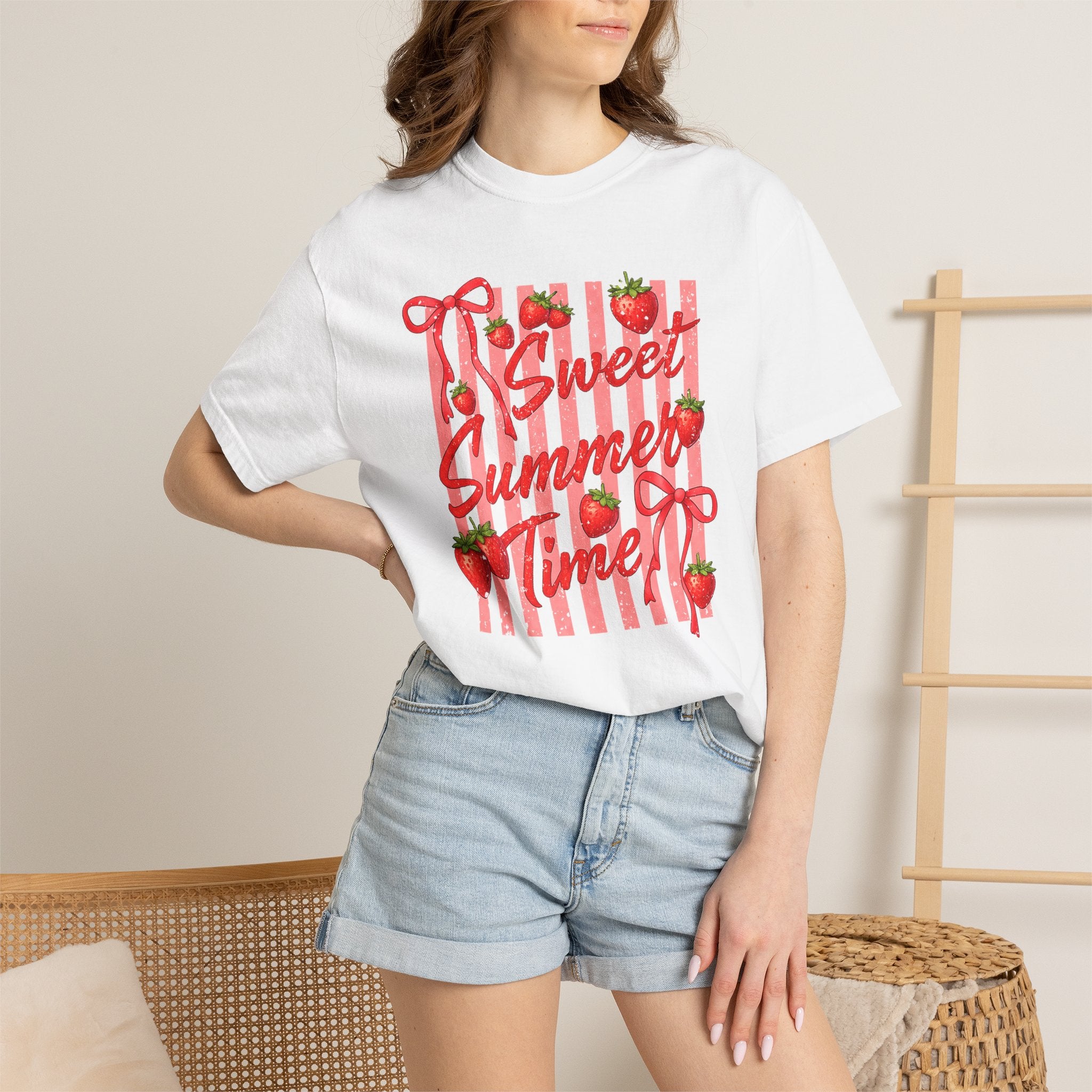 Sweet Summer Time Strawberry Graphic T-Shirt - Cute Summer T-Shirt - Fruit Tee
