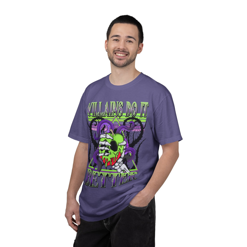 Villains Do It Better Graphic T-Shirt — Neon Monster Skull Tee. Midnight Eye, LLC