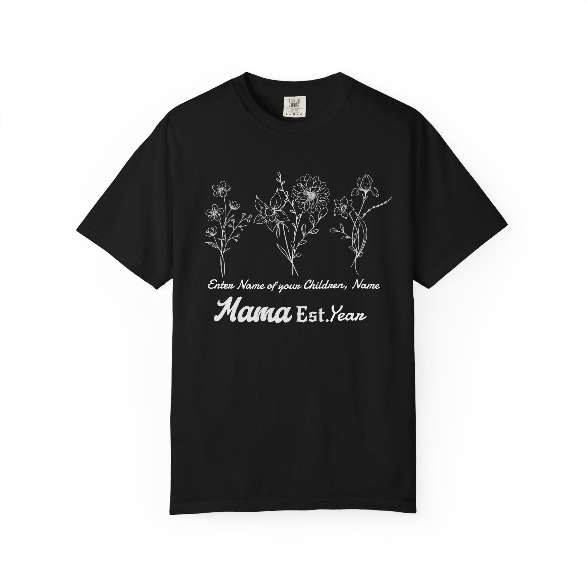 Personalized T-Shirt - "MAMA" with Children's Name and Year - Midnight Eye, LLC