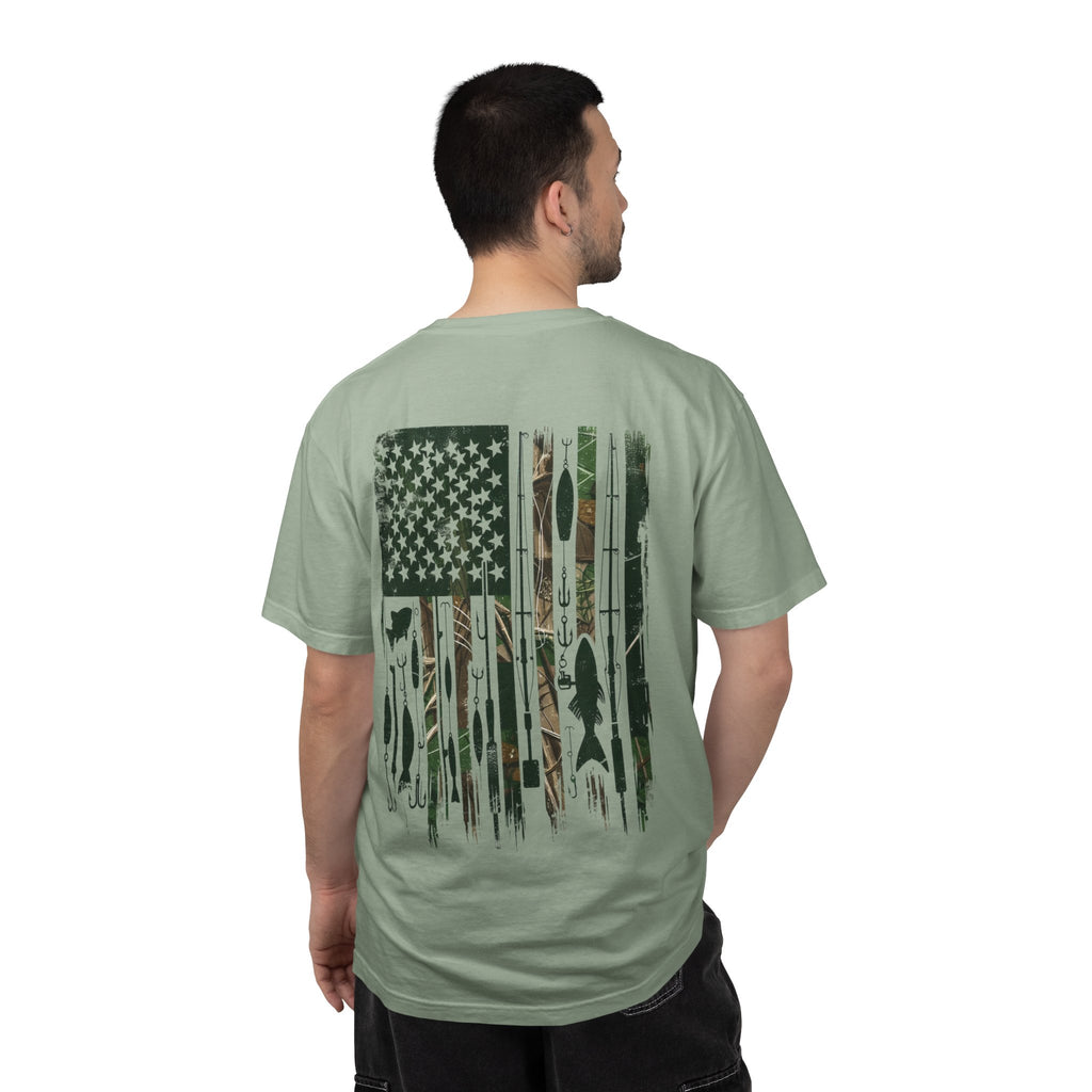 Fishing Flag T-Shirt — "Life is Better Fishing" Graphic Tee - Patriotic Tee - Father's Day T-Shirt - Midnight Eye, LLC