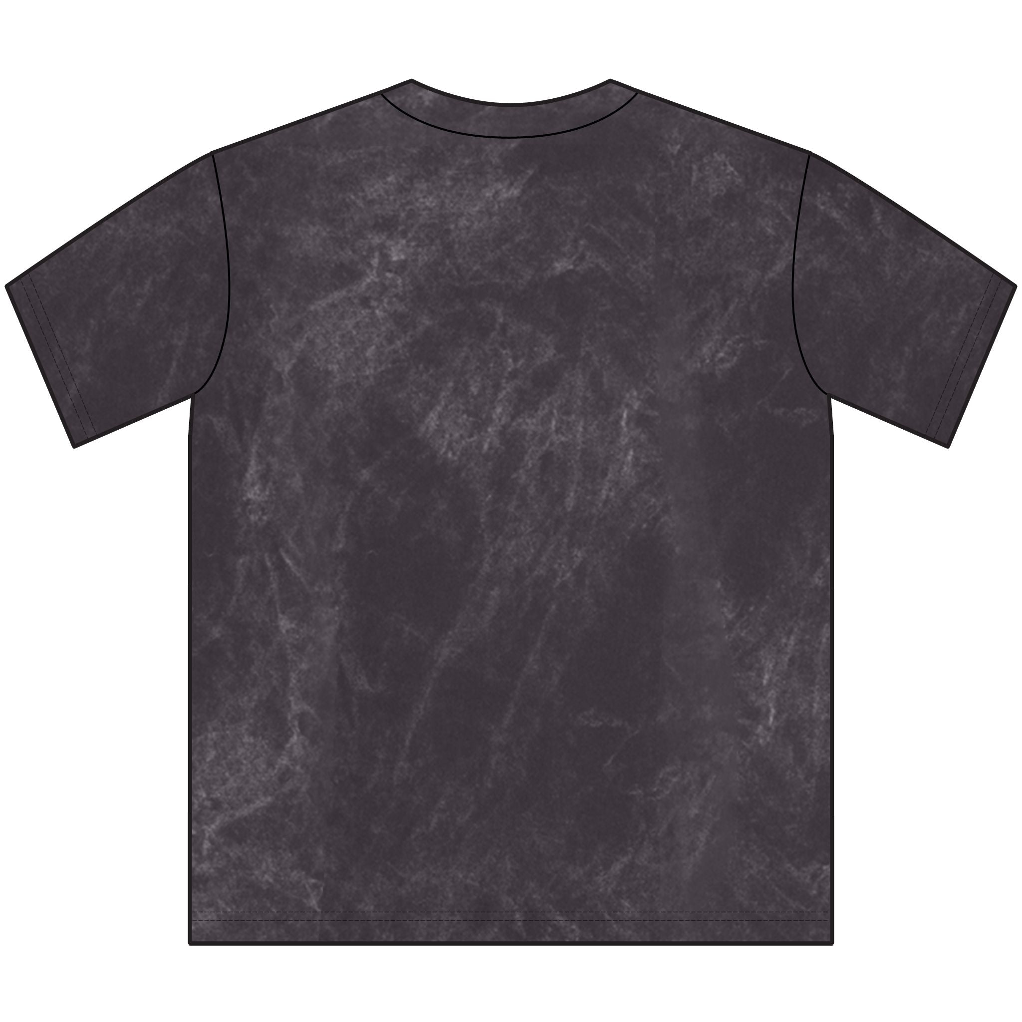 Black marble-patterned t-shirt on a white background
