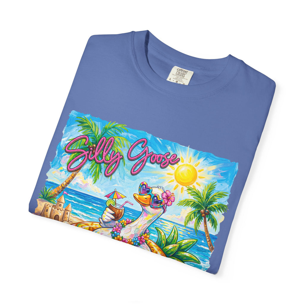 Silly Goose Summer T-Shirt - Colorful Summer Girl Tee - Beach Tee - Tropical T-Shirt, Midnight Eye, LLC