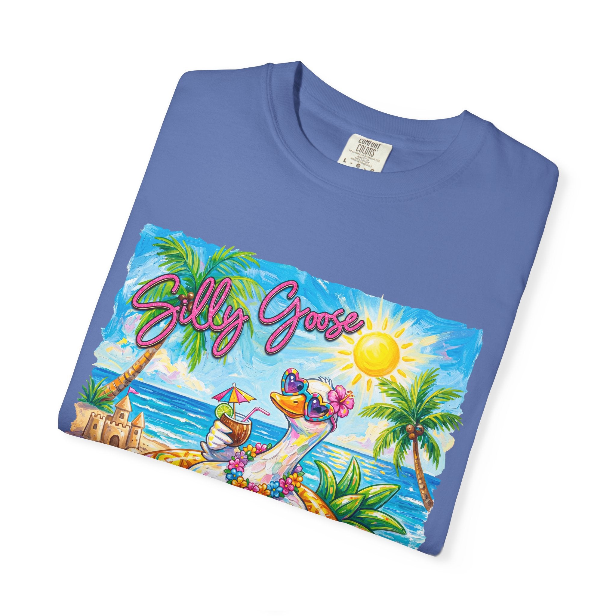 Silly Goose Summer T-Shirt - Colorful Summer Girl Tee - Beach Tee - Tropical T-Shirt, Midnight Eye, LLC
