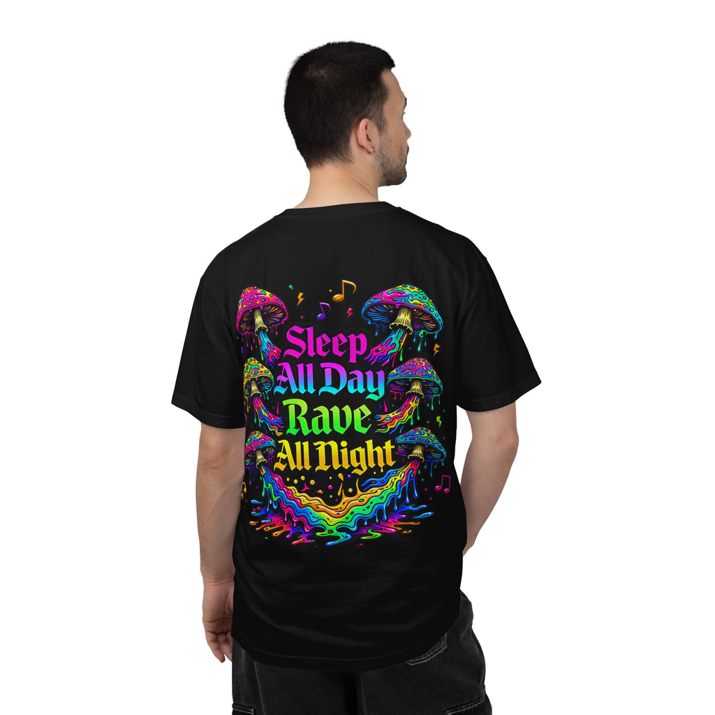 Rave Mushroom T-Shirt — “Mushroom Powered” Psychedelic Festival Tee - Midnight Eye, LLC