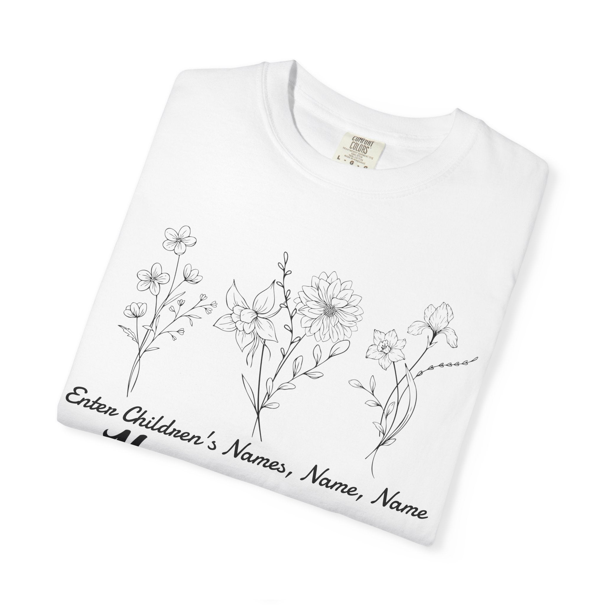 Mama Est. Personalized Floral T-Shirt — Child Name & Birth Year Tee - Midnight Eye, LLC