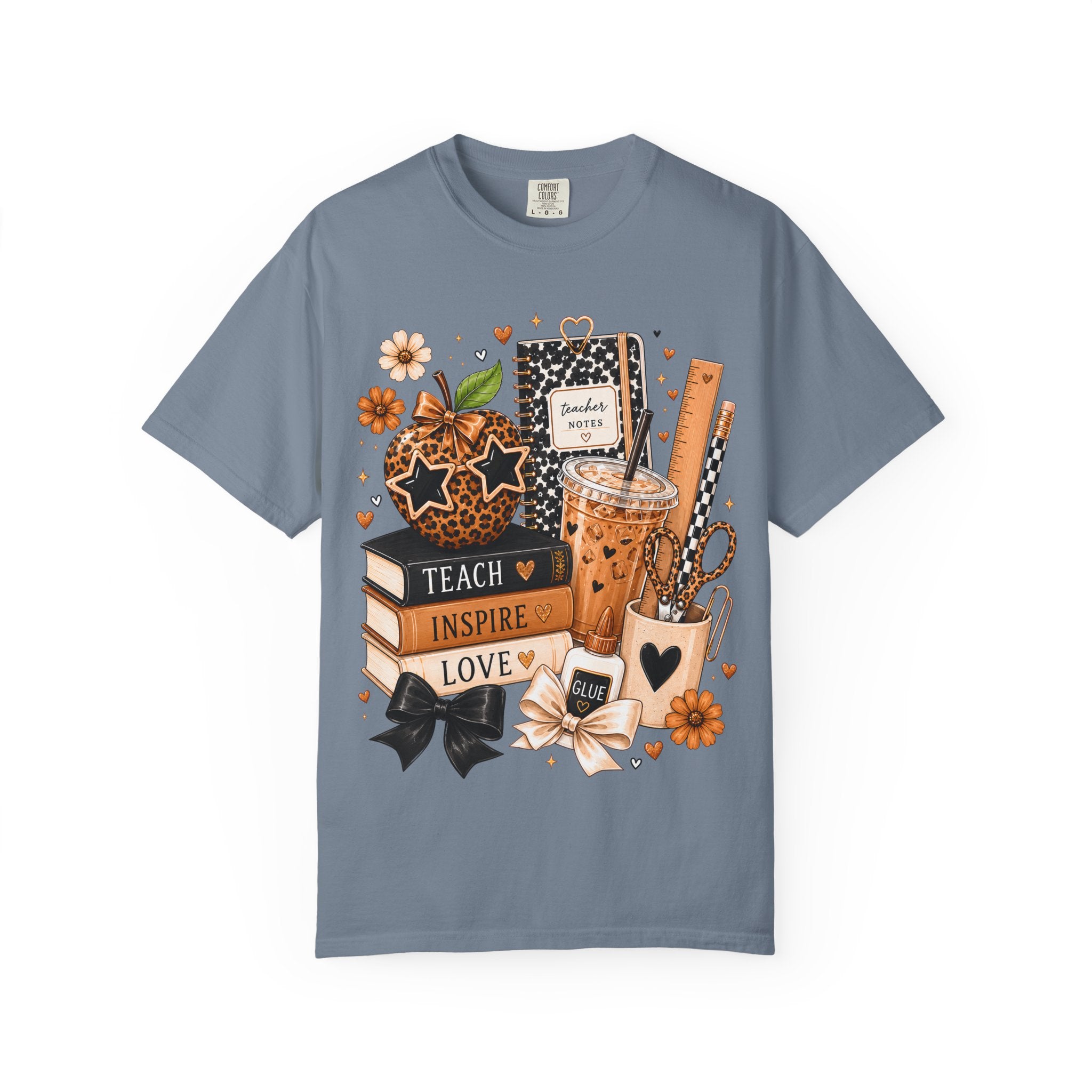 Teacher Life T‑Shirt — Teach Inspire Love Fall Apple & Coffee Graphic Tee