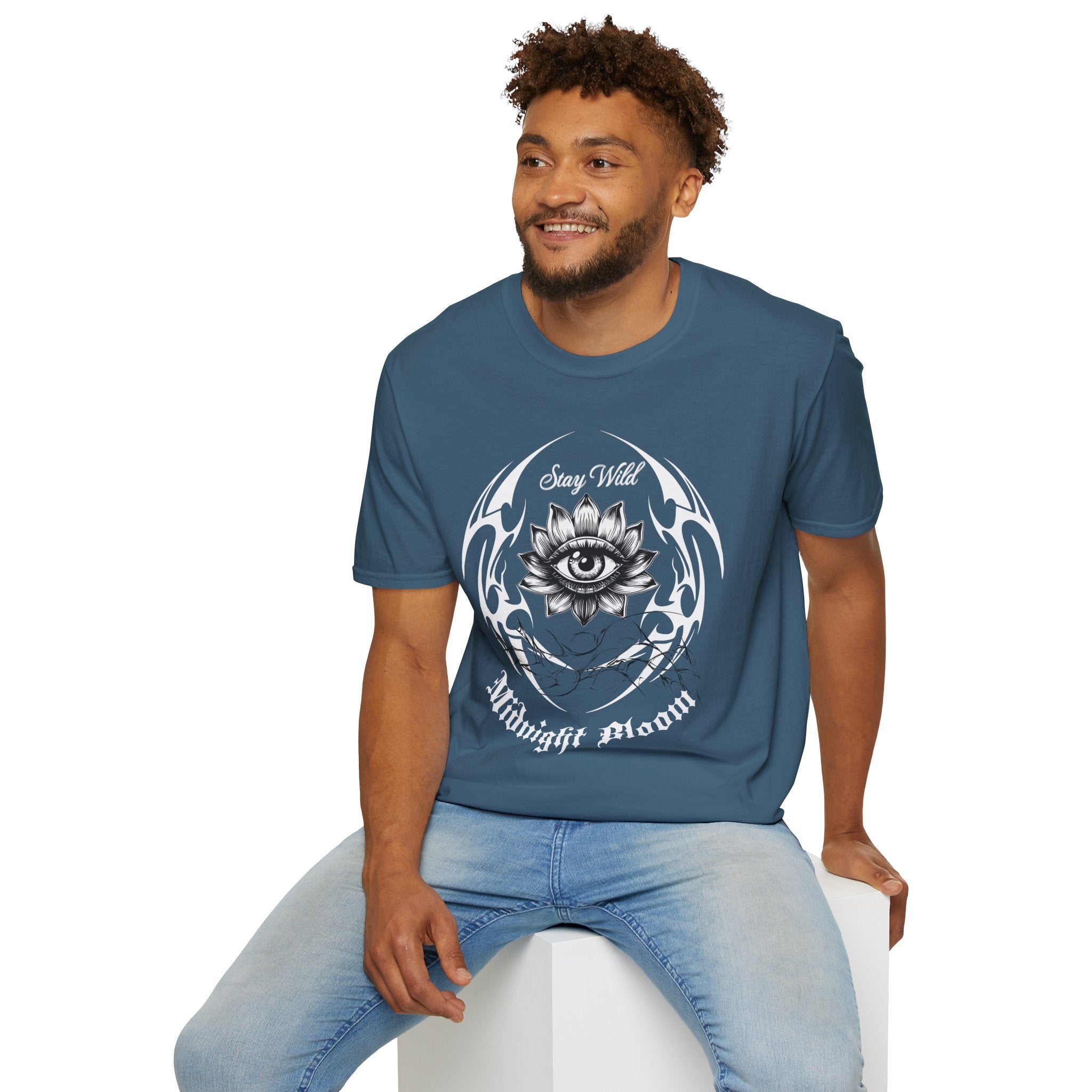 Stay Wild Midnight Moon T-Shirt — Mystical Lotus Eye Graphic Tee - Goth Tee- Dark Aesthetic T-Shirt