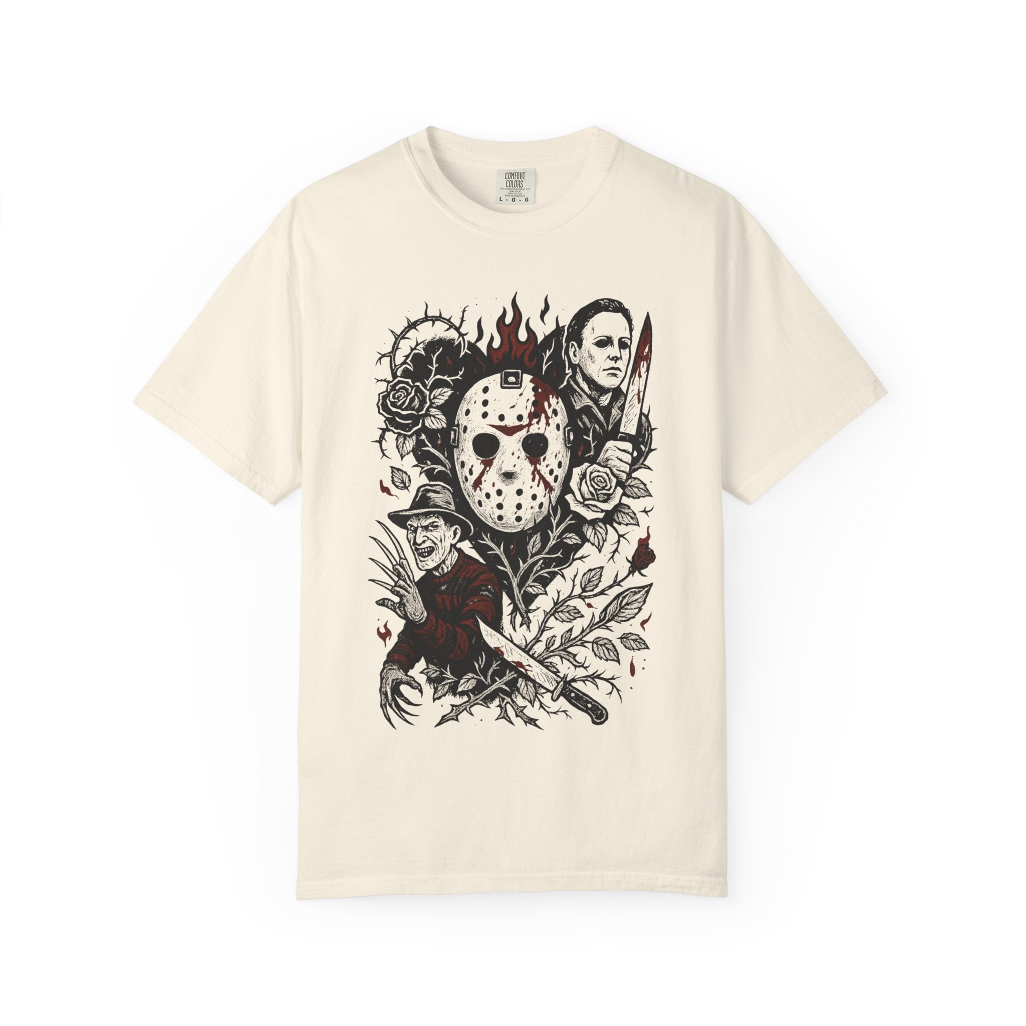Horror Icons T-Shirt — Spooky Movie Killers Vintage Horror Mashup Tee. Midnight Eye, LLC