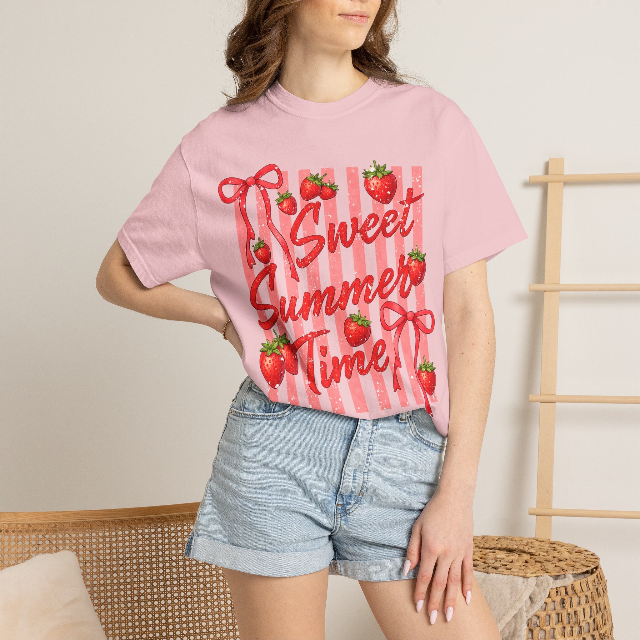 Sweet Summer Time Strawberry Graphic T-Shirt - Cute Summer T-Shirt - Fruit Tee. Midnight Eye, LLC 