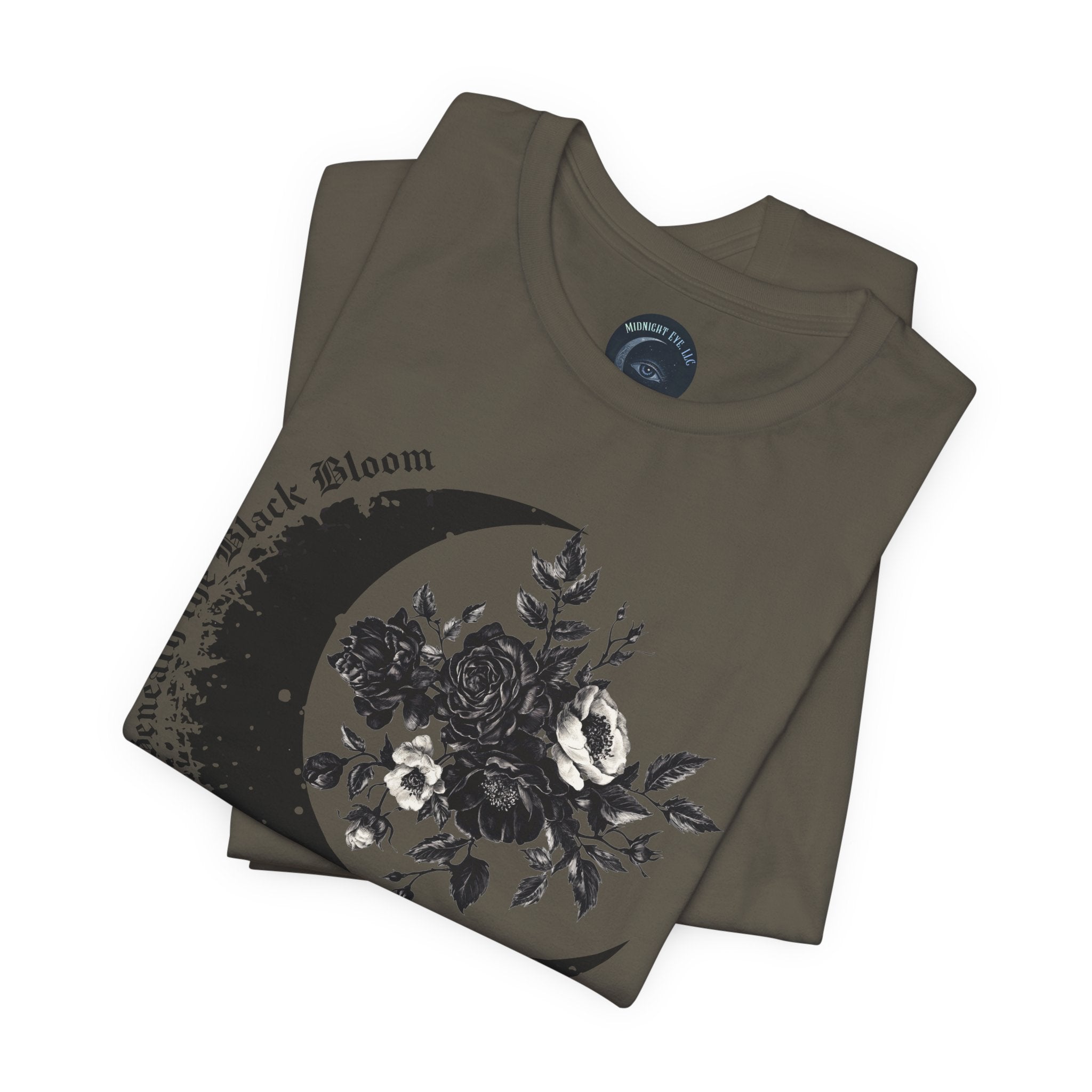 Moon Floral Tee — Crescent Moon Design - Gothic T-Shirt. Midnight Eye, LLC