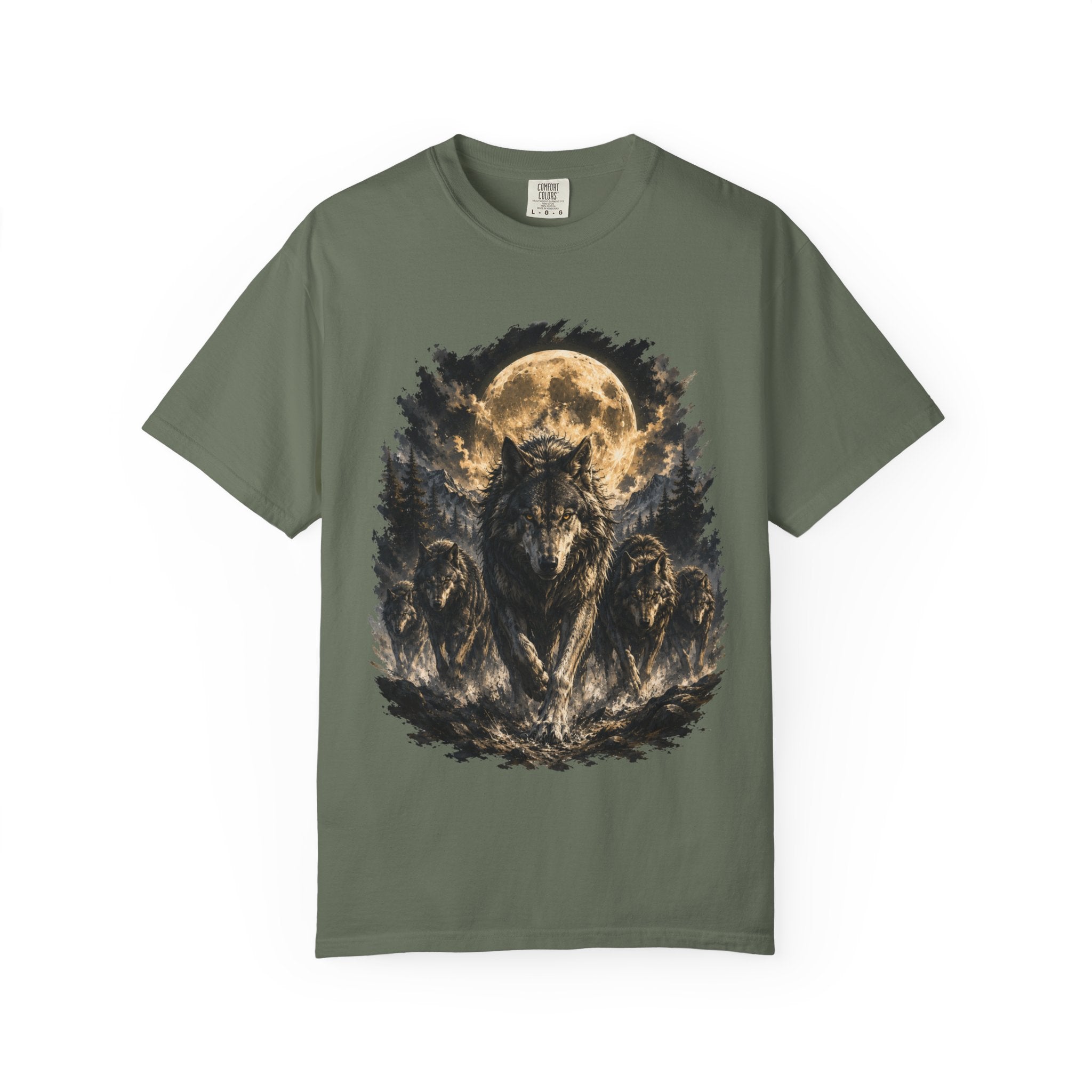 Wolf Pack Mystical Moon T-Shirt — Vintage Moonlit Forest Graphic Tee