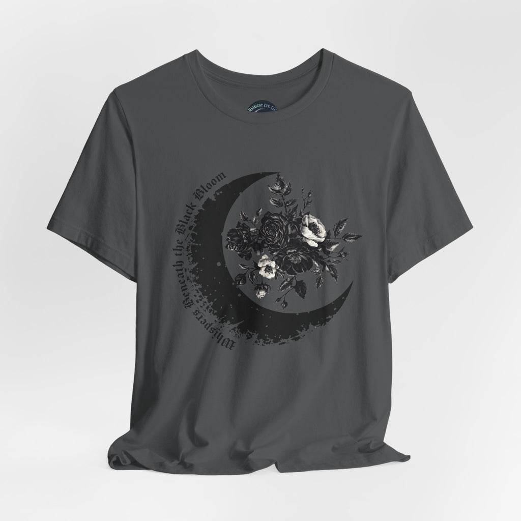 Floral Tee — Crescent Moon Design - Gothic Moon Tee - Dark Aesthetic - Midnight Eye, LLC