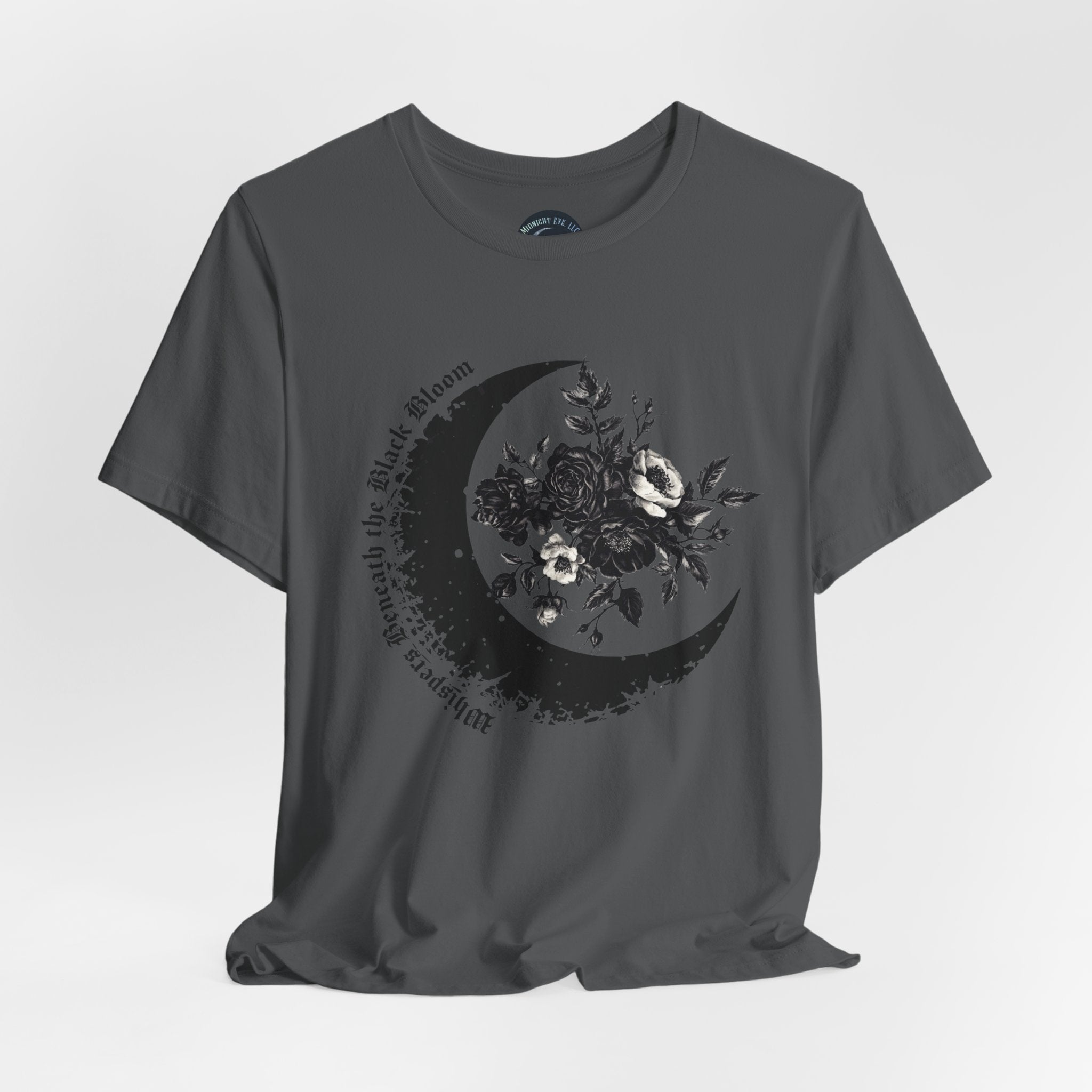 Floral Tee — Crescent Moon Design - Gothic Moon Tee - Dark Aesthetic - Midnight Eye, LLC