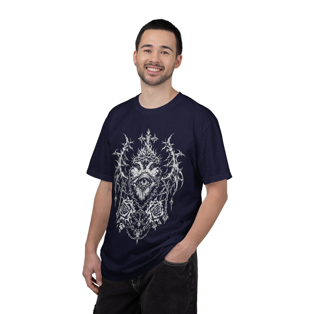 Mystic All-Seeing Eye Tee - Half Tone Eye and Roses Metal & Alternative Graphic T-Shirt