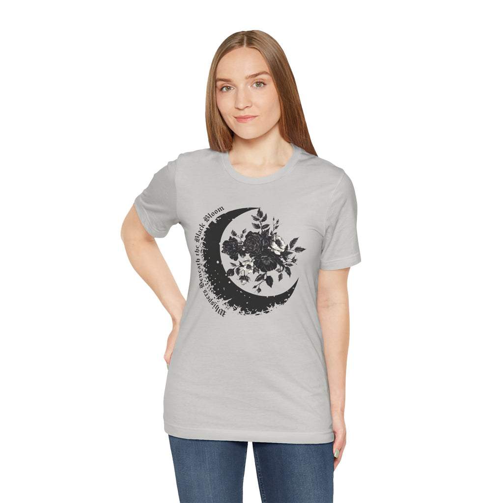 Moon Floral Tee — Crescent Moon Design - Gothic T-Shirt. Midnight Eye, LLC