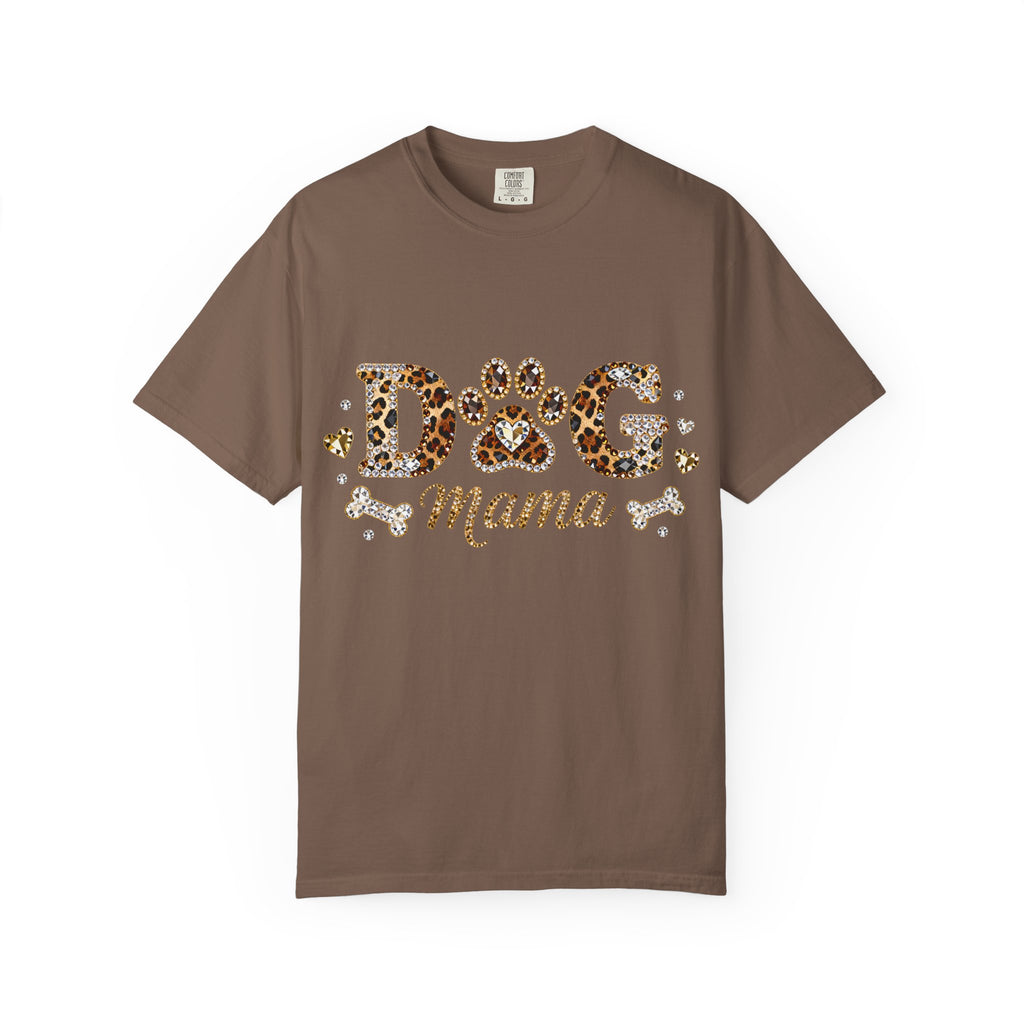 Faux Diamond Print Dog Mama Leopard Paw T-Shirt — Vintage Dog Mom Tee. Midnight Eye, LLC. 