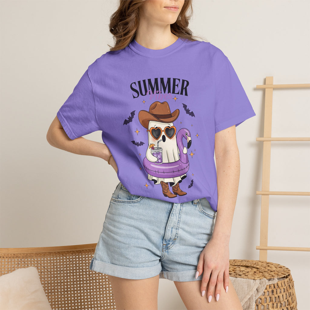 Spooky Summer Ghost T-Shirt — Cute Cowboy Hat & Sunglasses Funny Tee - Midnight Eye, LLC