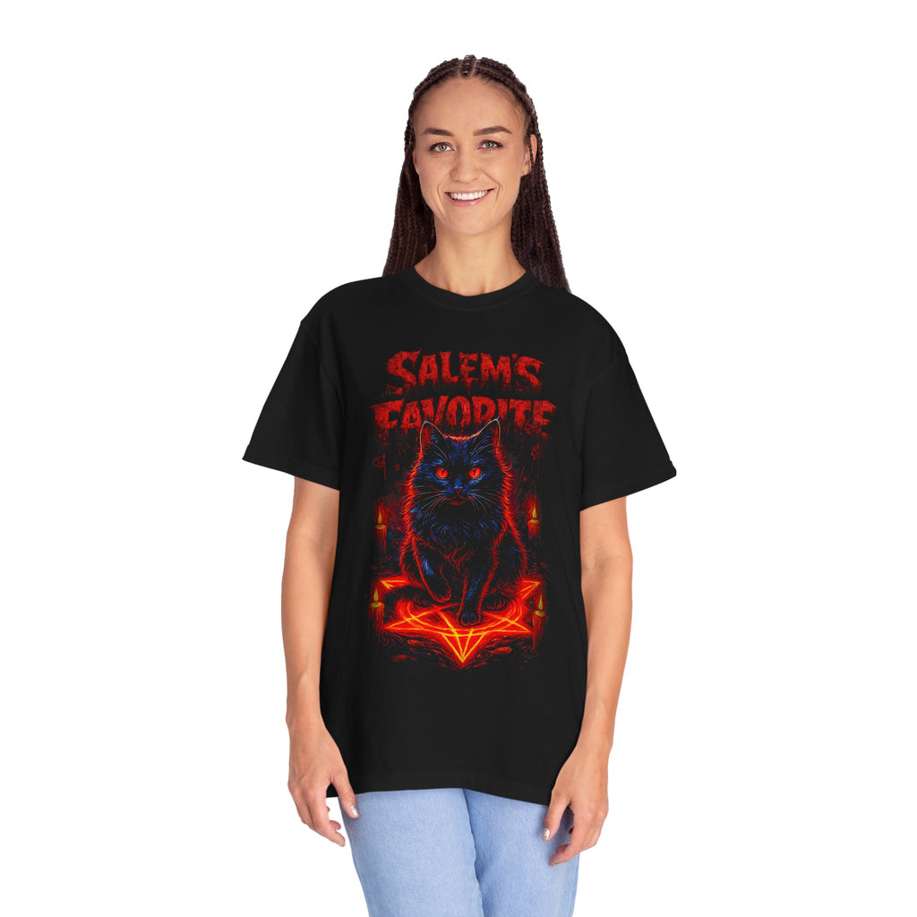 Salem's Favorite Black Cat T-Shirt — Occult Witchy Halloween Graphic Tee. Midnight Eye, LLC