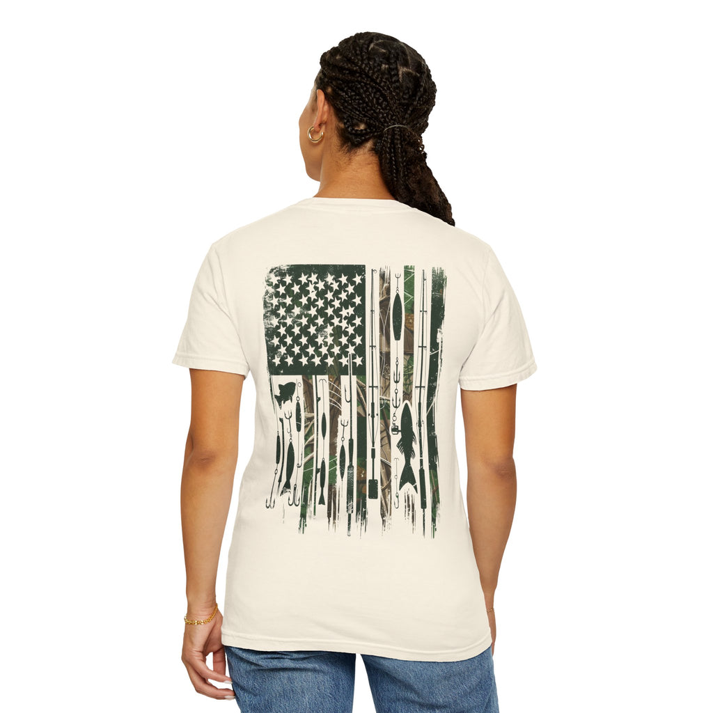 Fishing Flag T-Shirt — "Life is Better Fishing" Graphic Tee - Patriotic Tee - Father's Day T-Shirt - Midnight Eye, LLC