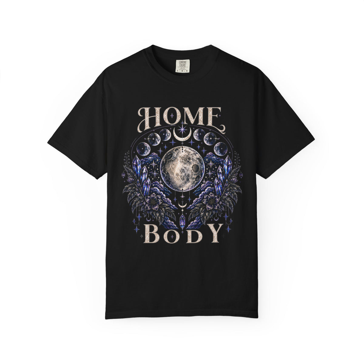 Moon Phases T-Shirt — “Home Body” Lunar Graphic Tee. Midnight Eye, LLC