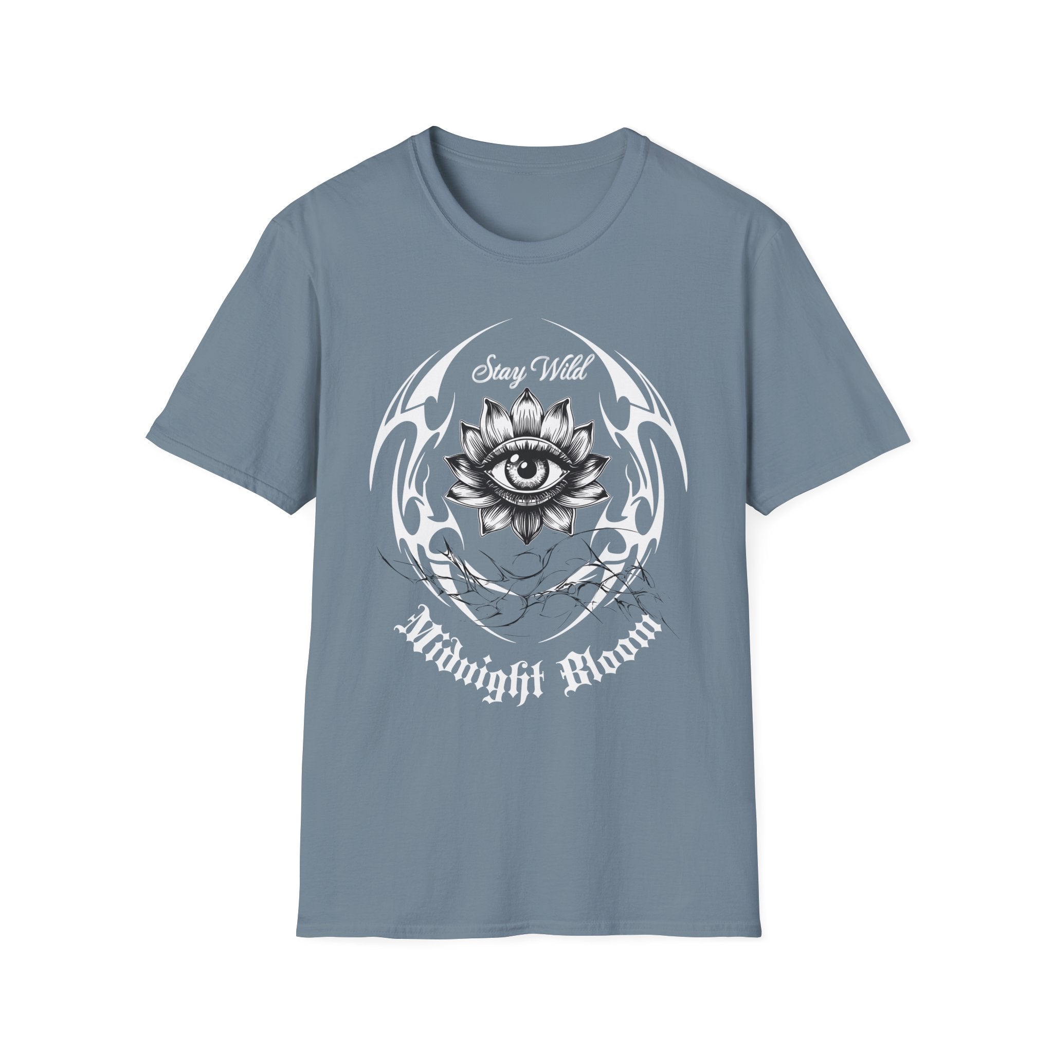 Stay Wild Midnight Moon T-Shirt — Mystical Lotus Eye Graphic Tee - Goth Tee- Dark Aesthetic T-Shirt
