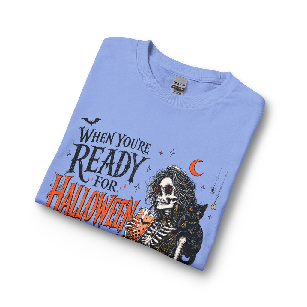 Halloween-Ready Skeleton Long Sleeve Tee — "When You're Ready for Halloween but It's Only Summer"