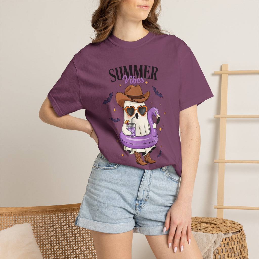 Spooky Summer Ghost T-Shirt — Cute Cowboy Hat & Sunglasses Funny Tee - Midnight Eye, LLC