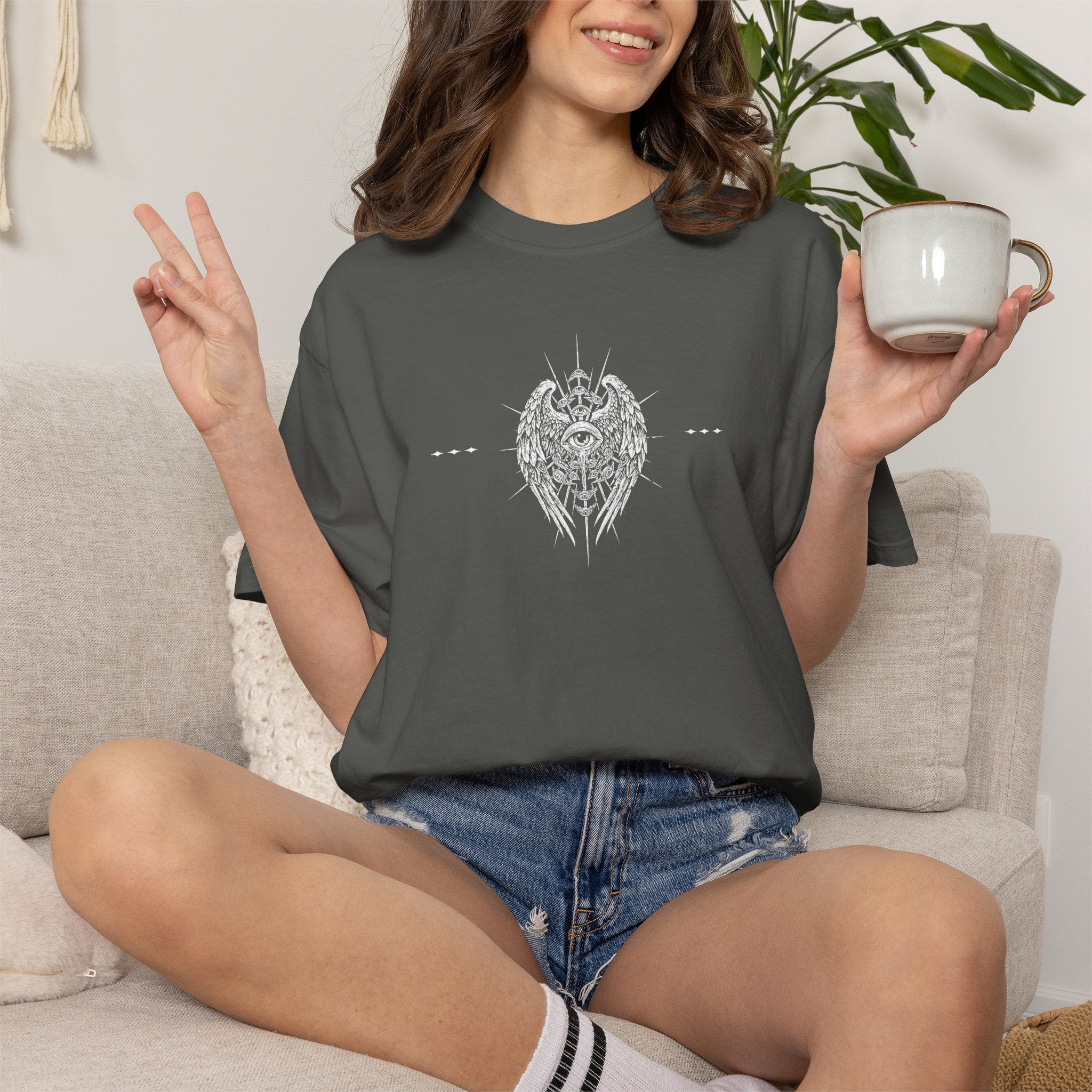 Winged - Eye & Red Rose Graphic T-Shirt - Gothic Tee - Rock Band T-Shirt - Streetwear T-Shirt - Midnight Eye, LLC