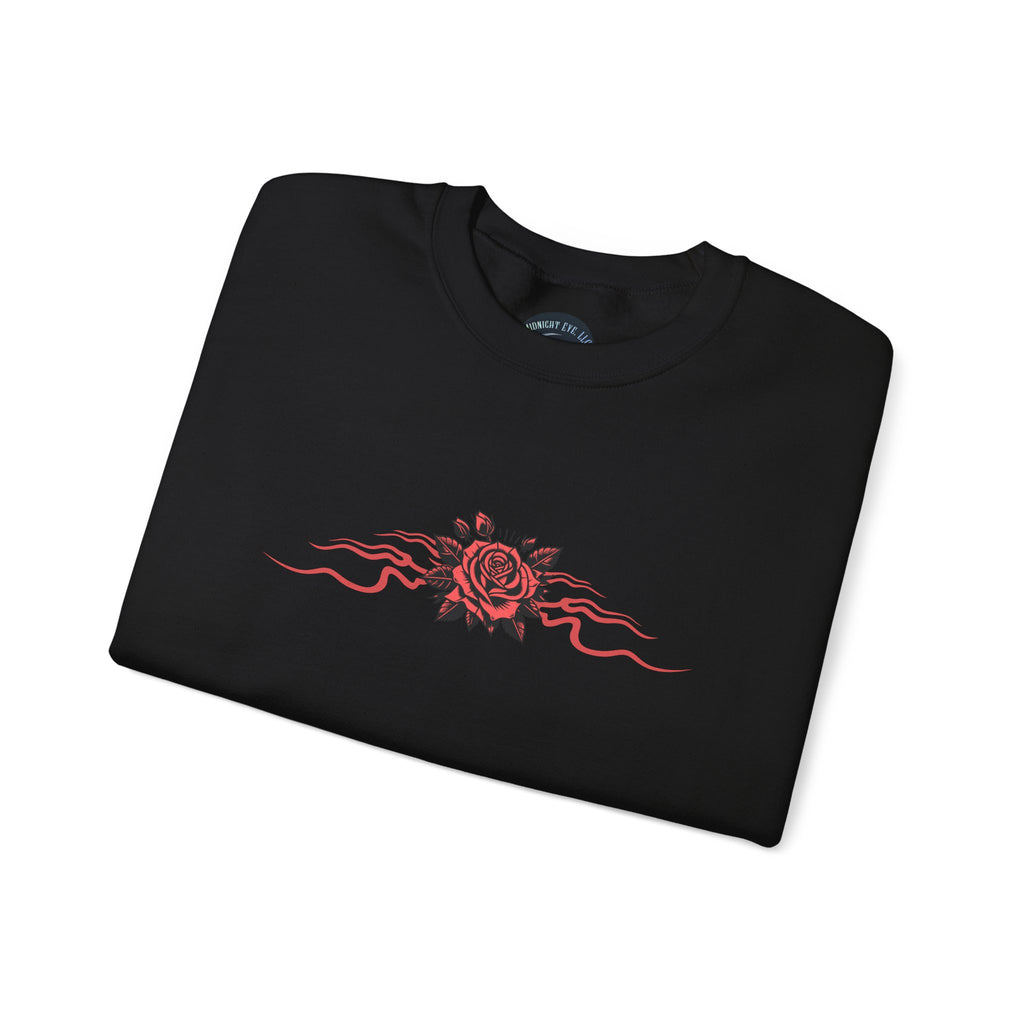 Gothic Winged Eye & Rose Graphic Sweatshirt - Rose and Wings Sweatshirt - Occult and Dark Aesthetic - Midnight Eye, LLC